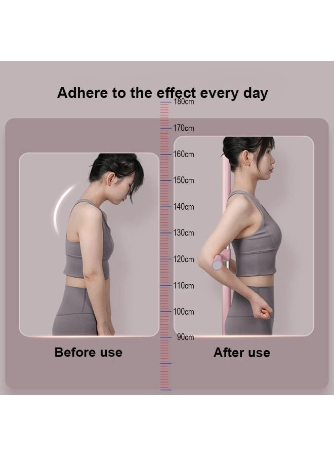 تابيت عصا يوغا، أداة لتمديد الجسم، مصحح للحدبة، أداة متينة لشد الكتفين والظهر، أداة لتنسيق الجسم، دعامة ظهر قابلة للسحب، مصحح لوضعية الجسم للبالغين والأطفال (وردي) - Image 5