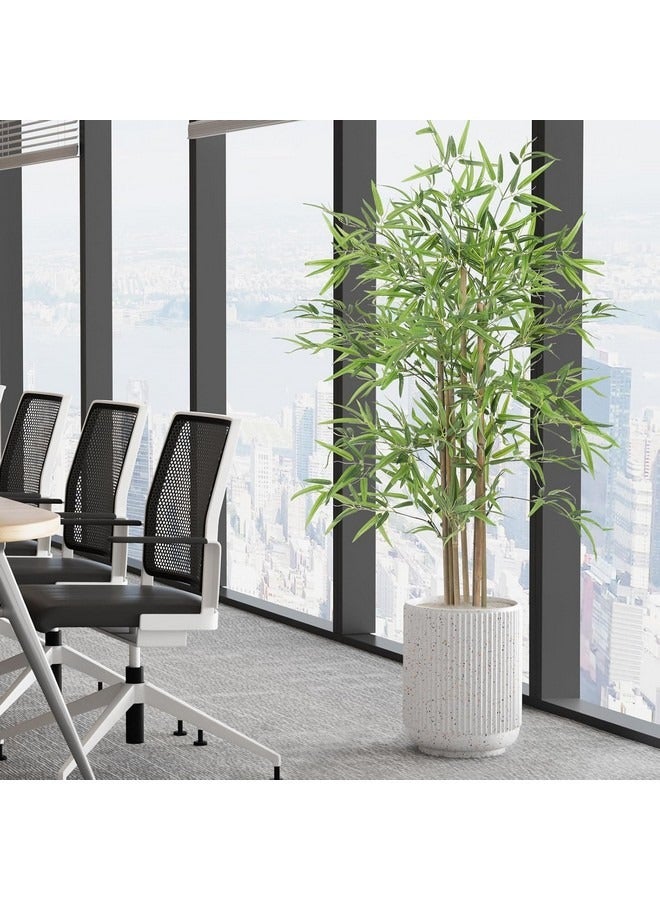 Tiokkss Artificial Bamboo Tree 6FT Tall Faux Silk Plant for Home Office Indoor Outdoor Decor Fake Bamboo Tree with Lifelike Leaves - Image 3