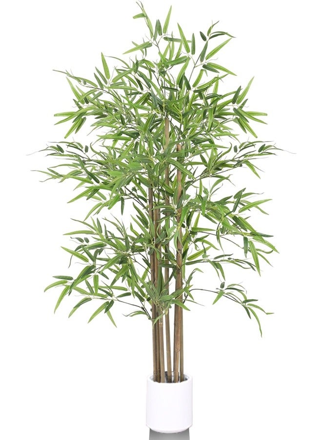 Tiokkss Artificial Bamboo Tree 6FT Tall Faux Silk Plant for Home Office Indoor Outdoor Decor Fake Bamboo Tree with Lifelike Leaves - Image 2