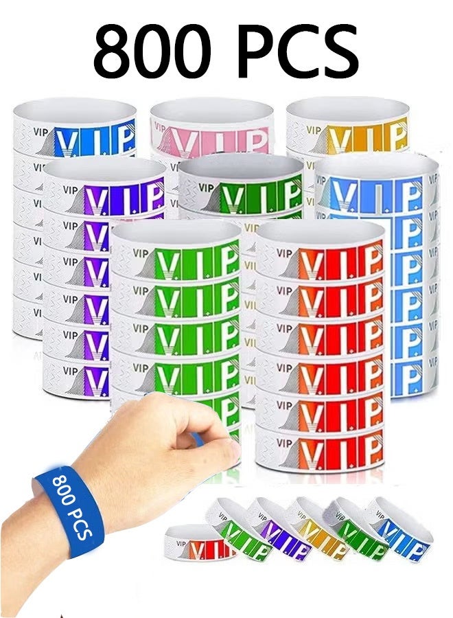 Unewshi 800 Pack VIP Wristbands for Events Waterproof VIP Wristbands Lightweight Event Wristbands Neon Colored Wristbands Variety VIP Paper Bracelets Wristbands for Party, 0.79 Inch(Mixed Color) - Image 1