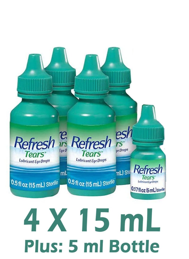 REFRESH TEARS - Lubricant Eye Drops 5 Bottles Of Carboxymethylcellulose Sodium Solution 0.5% - Image 1