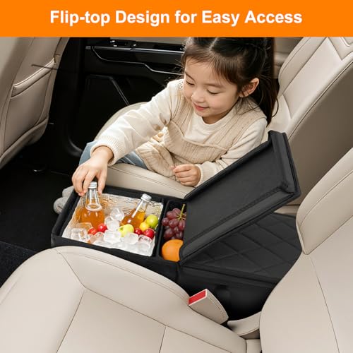 BORDAN Car Seat Organizer for Kia Telluride 2020-2026 w/Built-In Cooler Bag, Telluride Second Car Console Organizer w/Non-Slip Strips, Foldable Backseat Organize for Dog Toys Kids Snacks Travel Storage Box - Image 5