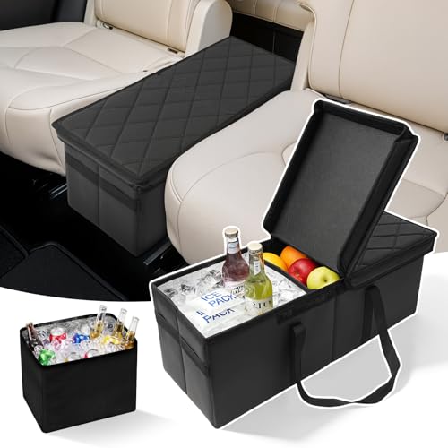 BORDAN Car Seat Organizer for Kia Telluride 2020-2026 w/Built-In Cooler Bag, Telluride Second Car Console Organizer w/Non-Slip Strips, Foldable Backseat Organize for Dog Toys Kids Snacks Travel Storage Box - Image 1