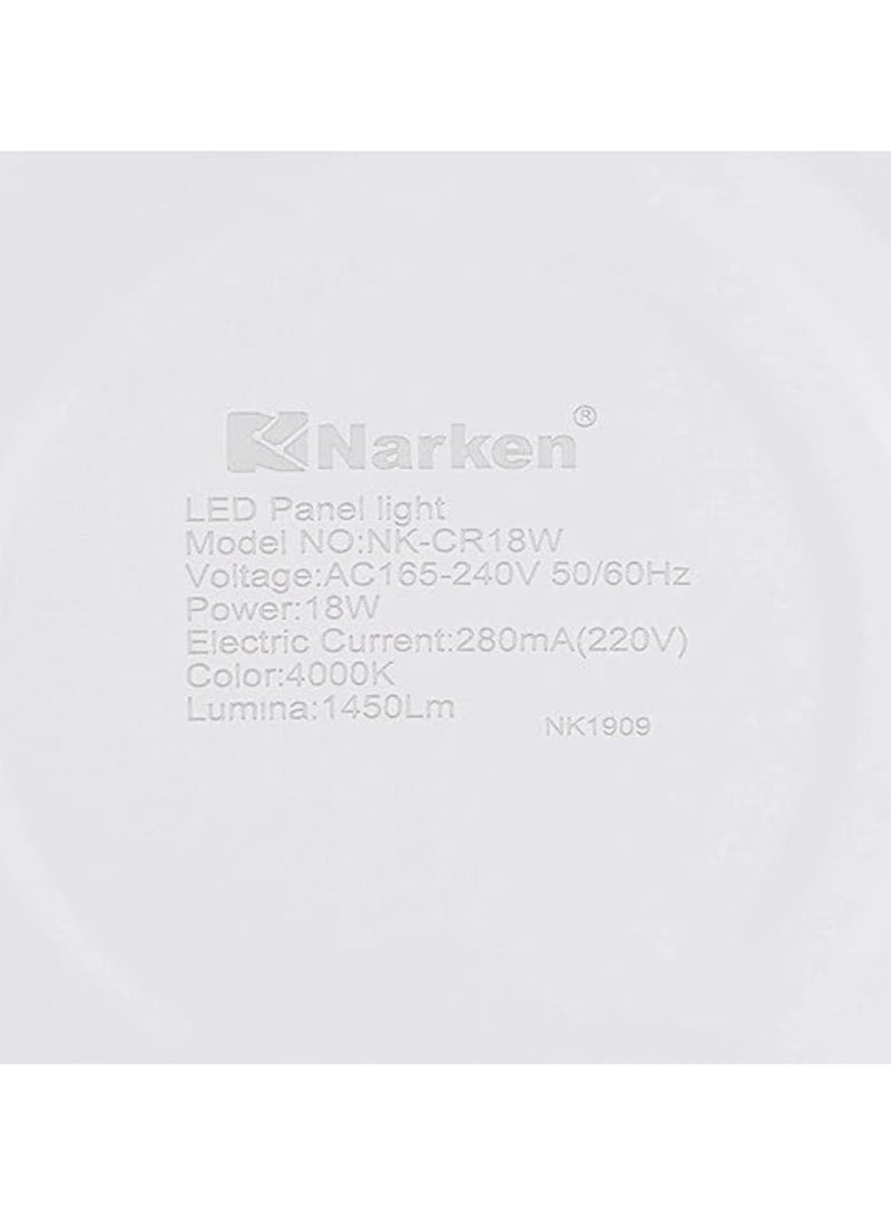 Narken 18W warm white 4000K LED Power Saving 8 inch (hole/cutting size Φ 220mmx20mm) Aluminium Recessed Round Panel Ceiling Light 1450LM AC165-265V 50-60HZ IP40 - Image 3