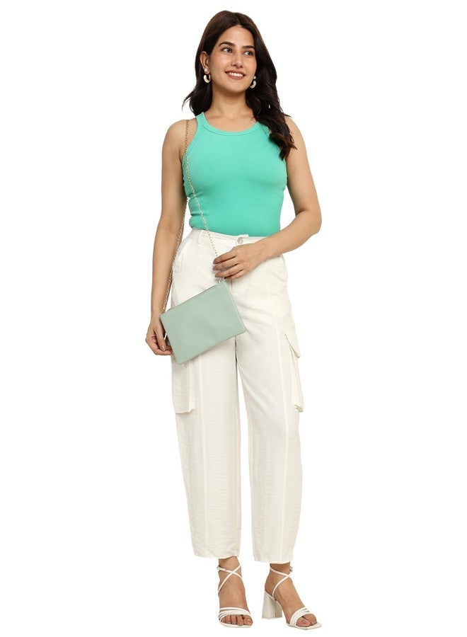MARKQUES Gemini Cross Body Sling Bag For Women And Girls | Stylish Vegan Leather with Zip closure | Ladies Shoulder Purse For Daily Use - Pastel Green - Image 2