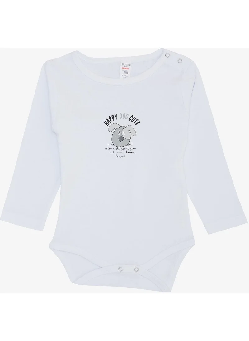 Breeze Baby Boy Snap Bodysuit Cute Puppy Printed 9 Months-3 Years, White