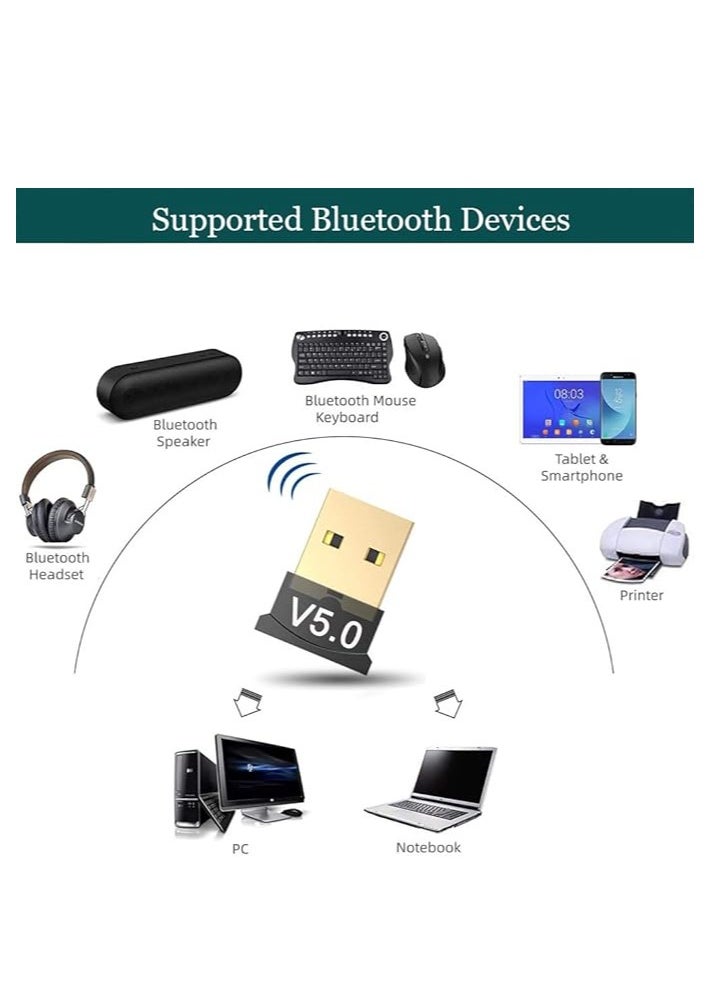ماركة غير محددة - محول دونجل USB بلوتوث 5.0، محول USB صغير بلوتوث V5.0 يدعم ويندوز 7/8.1/10/XP، للكمبيوتر المكتبي والكمبيوتر المحمول والماوس والكيبورد والطابعات وسماعات الراس ومكبرات الصوت - Image 1