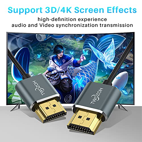 Twozoh Ultra-Thin HDMI to HDMI Cable 1.6FT, Hyper Slim HDMI 2.0 Cable, Extreme Flexible HDMI Cord Support 3D/4K@60Hz, 2160P, 1080P - Image 4