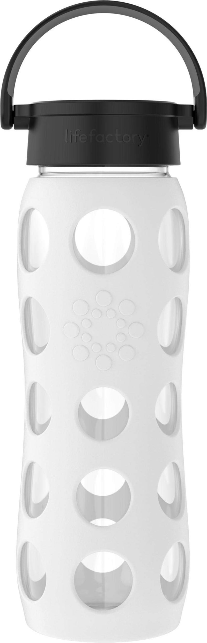 Lifefactory 22-Ounce BPA-Free Glass Water Bottle with Classic Cap and Protective Silicone Sleeve  White - Image 1