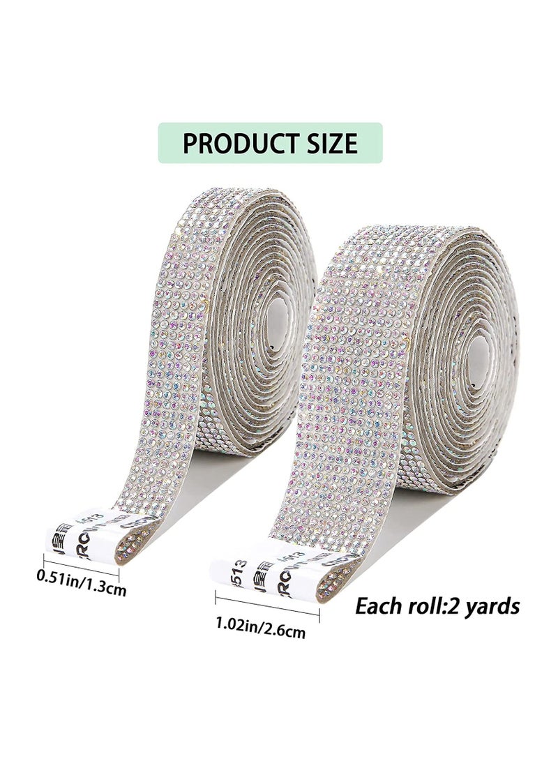 SYOSI Self Adhesive Crystal Rhinestone Diamond Ribbon,Bling Crystal Rhinestones Sticker DIY Car Decoration Sticker Glitter Rhinestones Gem Stickers 4Rolls/4Yards - Image 5