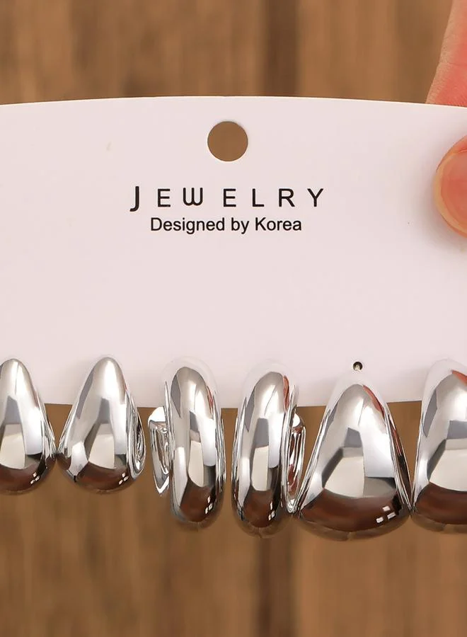 تايك تو طقم أقراط حلقية متنوعة من قطعتين بثلاث قطع