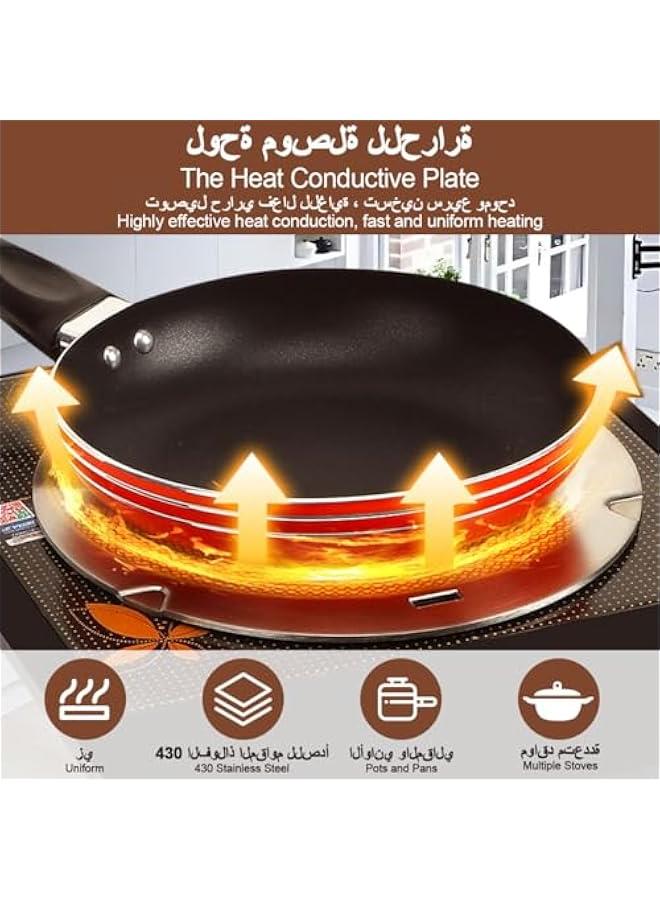 BWSJ 22cm Heat Diffuser Fast Conducting Induction Cooktop Adapter Plate Stainless Steel Induction Adapter Plate with Removal Handle for Cookware Simmer Ring Induction Hob Plate Heat - Image 4