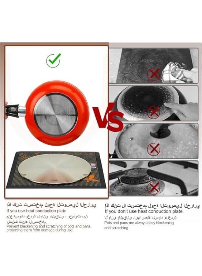 BWSJ 22cm Heat Diffuser Fast Conducting Induction Cooktop Adapter Plate Stainless Steel Induction Adapter Plate with Removal Handle for Cookware Simmer Ring Induction Hob Plate Heat - Image 5