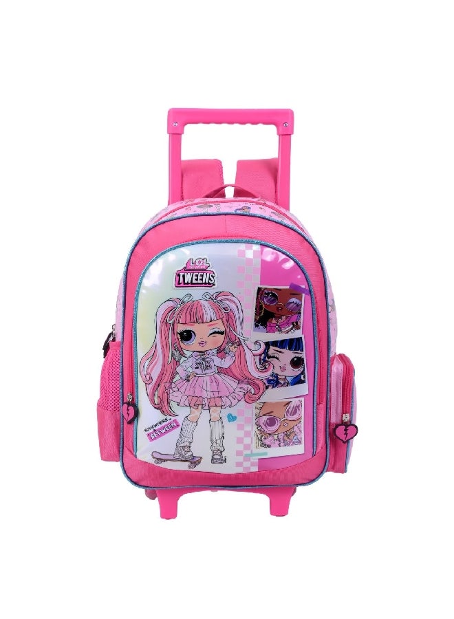 إل أو إل سربرايز! حقيبة بعجلات بمقبض تلسكوبي وسحاب للإغلاق بتصميم توينز وردي 41 × 15 × 30 سم FKST-32021 - Image 1