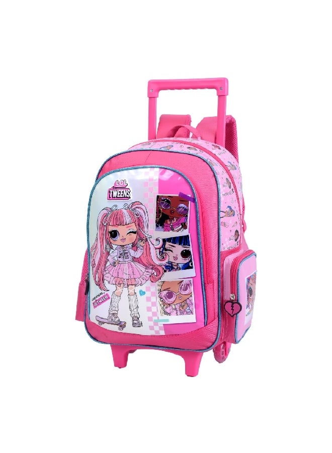 إل أو إل سربرايز! حقيبة بعجلات بمقبض تلسكوبي وسحاب للإغلاق بتصميم توينز وردي 41 × 15 × 30 سم FKST-32021 - Image 3