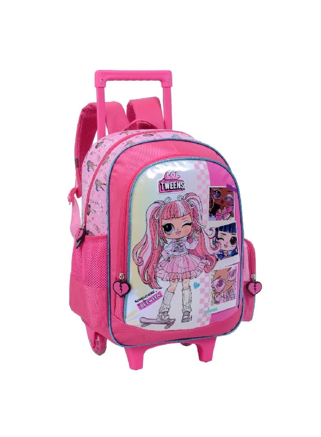 إل أو إل سربرايز! حقيبة بعجلات بمقبض تلسكوبي وسحاب للإغلاق بتصميم توينز وردي 41 × 15 × 30 سم FKST-32021 - Image 2