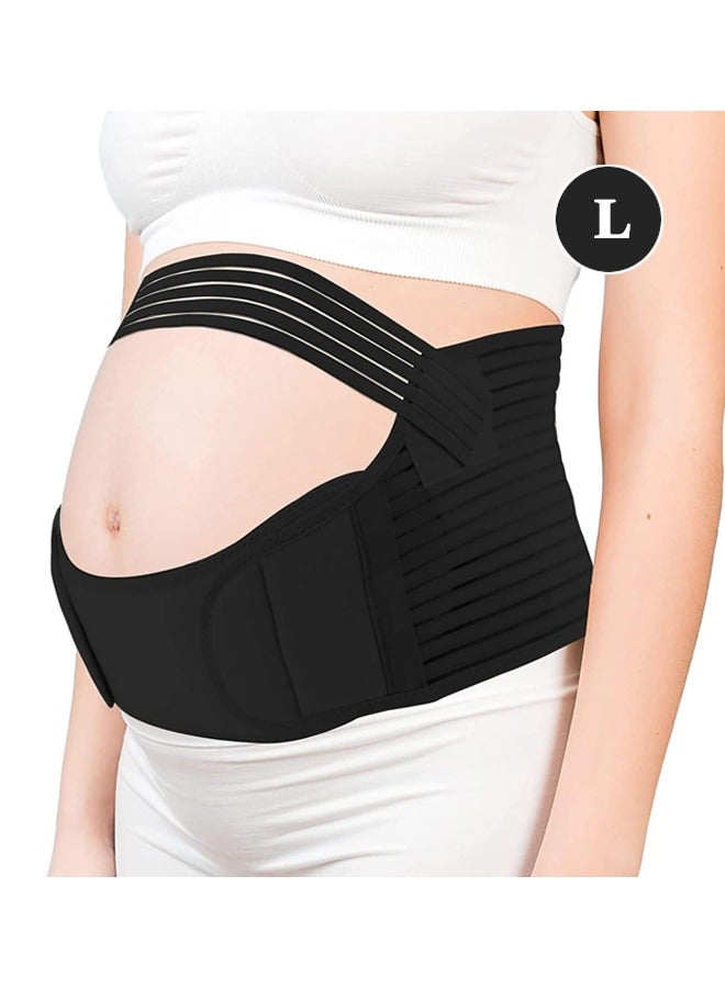 كانجلي حزام دعم الحمل 3 في 1، حزام دعم بطن الأمومة قابل للتنفس وقابل للتعديل، حزام الخصر الخلفي للبطن، دعم ممتاز لراحة الحمل، رعاية ما قبل الولادة وبعد الولادة، يخفف آلام الظهر (L، أسود) - Image 1