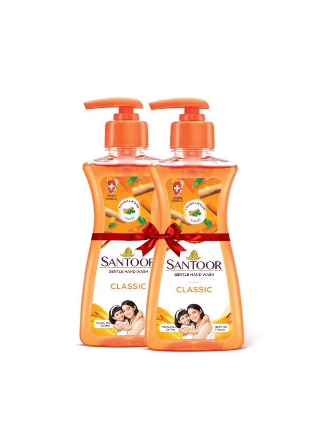 Santoor Hand wash Classic, 200ml (Buy 1 Get 1) - Image 1