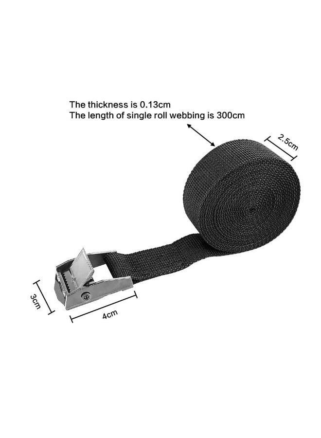 جيه زد اس JZS 2 قطعة أشرطة ربط مع مشابك قابلة للتعديل، أشرطة ربط للدراجات النارية والبضائع والشاحنات والمقطورات والأمتعة (2.5 سم × 3 م) - Image 2