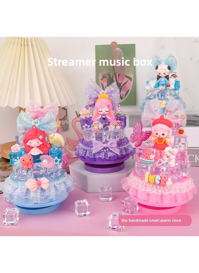 null - 儿童乐器奶油胶手工DIY音乐盒小夜灯女童生日礼物摆件益智玩具-颜色:流光音乐灯美人鱼公主 - Image 1