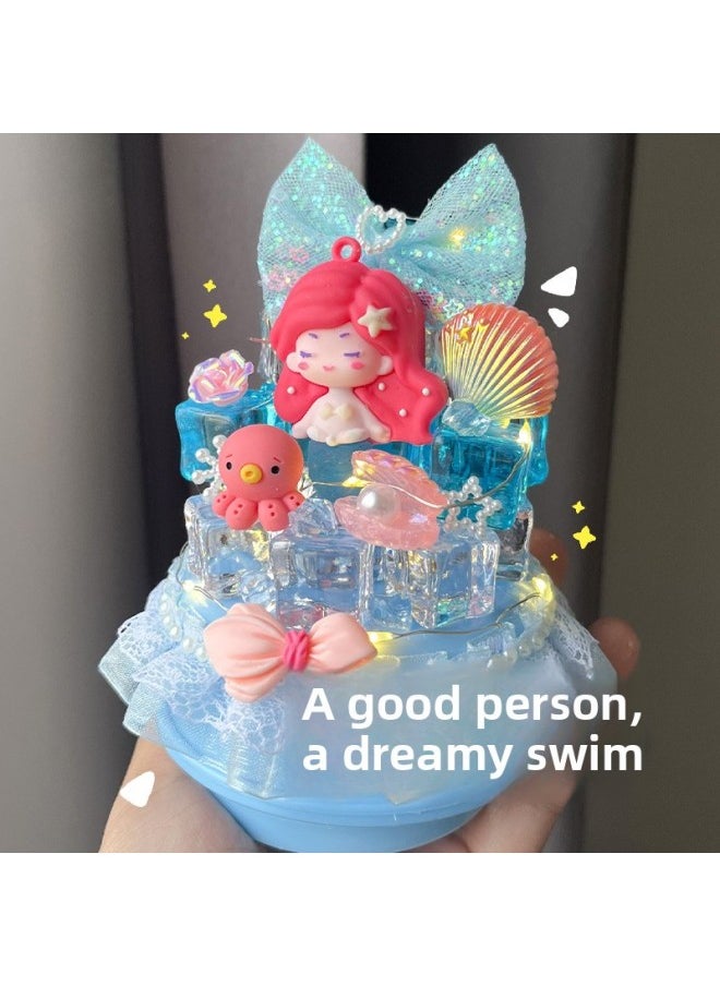null - 儿童乐器奶油胶手工DIY音乐盒小夜灯女童生日礼物摆件益智玩具-颜色:流光音乐灯美人鱼公主 - Image 1