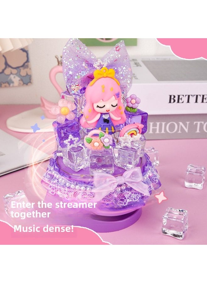 null - 儿童乐器奶油胶手工DIY音乐盒小夜灯女童生日礼物摆件益智玩具-颜色:流光音乐灯美人鱼公主 - Image 1