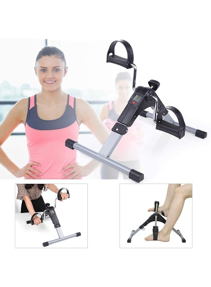 Digital Foldable Mini Pedal Exerciser with Variable Resistance for Arm and Leg Fitness - Image 3
