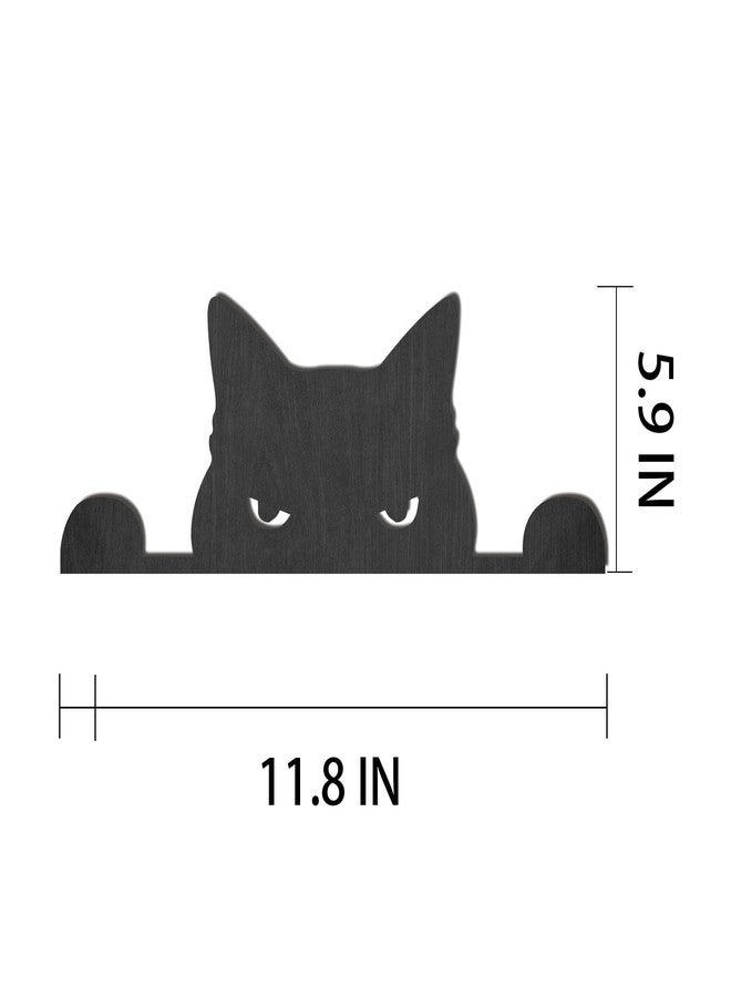 Smowfes Metal Cat Door Topper - Adorable Angry-Cat Door Frame Decor, Corner Hanging Shelf & Rust-Resistant Decorative Plaque for Home Windows, Black Cat Theme 11.8" L x 5.9" W - Image 2