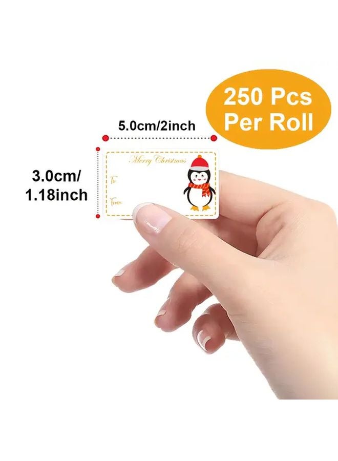 Christmas Gift Tags 250pcs Self Adhesive Coated Paper Holiday Labels Santa Reindeer Snowflakes - Image 4