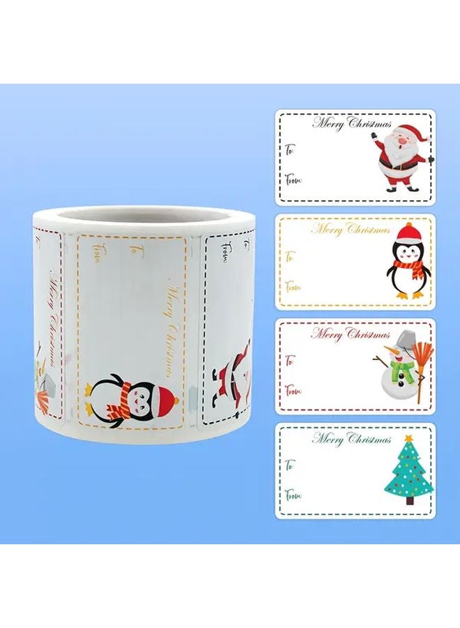 Christmas Gift Tags 250pcs Self Adhesive Coated Paper Holiday Labels Santa Reindeer Snowflakes - Image 3