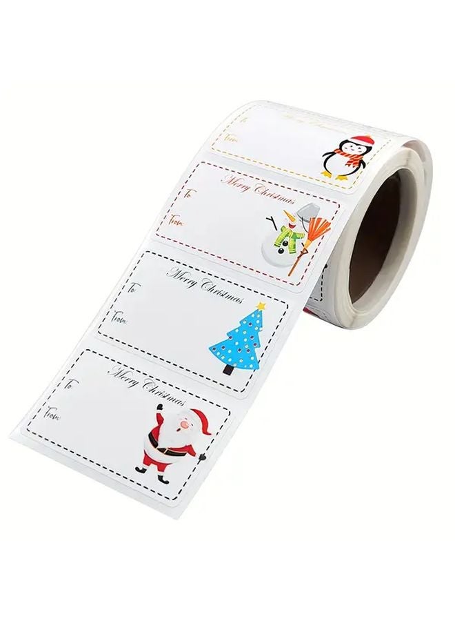 Christmas Gift Tags 250pcs Self Adhesive Coated Paper Holiday Labels Santa Reindeer Snowflakes - Image 2