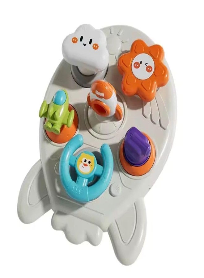 BLiSS HUES 6-in-1 Space Rocket Baby Sensory Busy Cube for Toddlers - Montessori Educational Activity Center with Pull Strings, Gears & Clicker - Fine Motor Skills Travel Learning Toy for Infants - Image 1