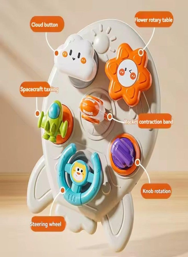 BLiSS HUES 6-in-1 Space Rocket Baby Sensory Busy Cube for Toddlers - Montessori Educational Activity Center with Pull Strings, Gears & Clicker - Fine Motor Skills Travel Learning Toy for Infants - Image 4