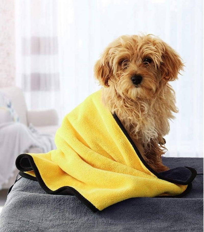 SUNDAY Dog Towel Large Soft Pet Grooming Towel Absorbent Microfiber Dog Grooming Supplies with Embroidered Paw for Drying Dogs Cats Bathing Essentials, 50 x 70 cms Inch (1 Pc Pack) - Image 1