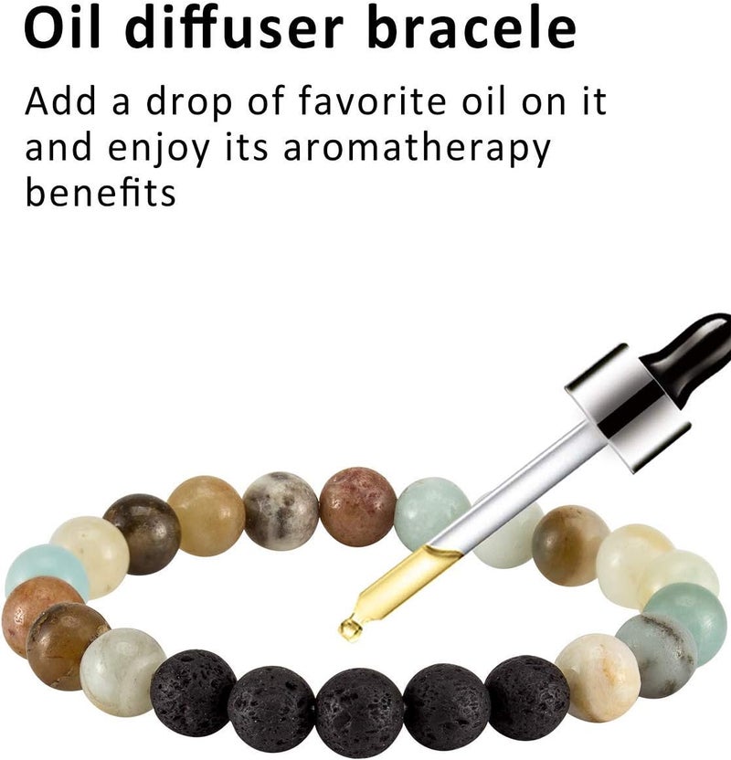 Excefore 6 Pcs Healing Chakra Bracelets for Women, Lava Stone Bead and Crystal Yoga Bracelets, Essential Oil Diffuser Gifts, Friendship Jewelry - Image 3