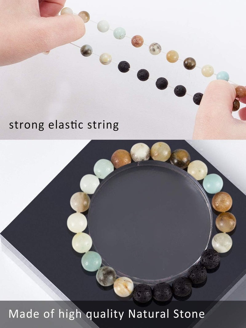 Excefore 6 Pcs Healing Chakra Bracelets for Women, Lava Stone Bead and Crystal Yoga Bracelets, Essential Oil Diffuser Gifts, Friendship Jewelry - Image 2