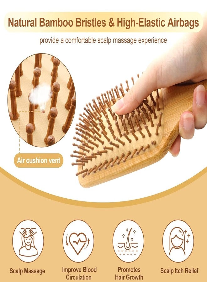 Meriox Bamboo Hair Brush Comb for Hair Growth,Bamboo Bristles Detangling Wooden Paddle Hairbrush Comb for Massaging Scalp (Paddle) - Image 4