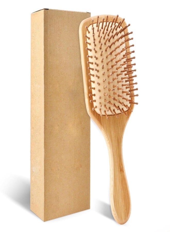 Meriox Bamboo Hair Brush Comb for Hair Growth,Bamboo Bristles Detangling Wooden Paddle Hairbrush Comb for Massaging Scalp (Paddle) - Image 1