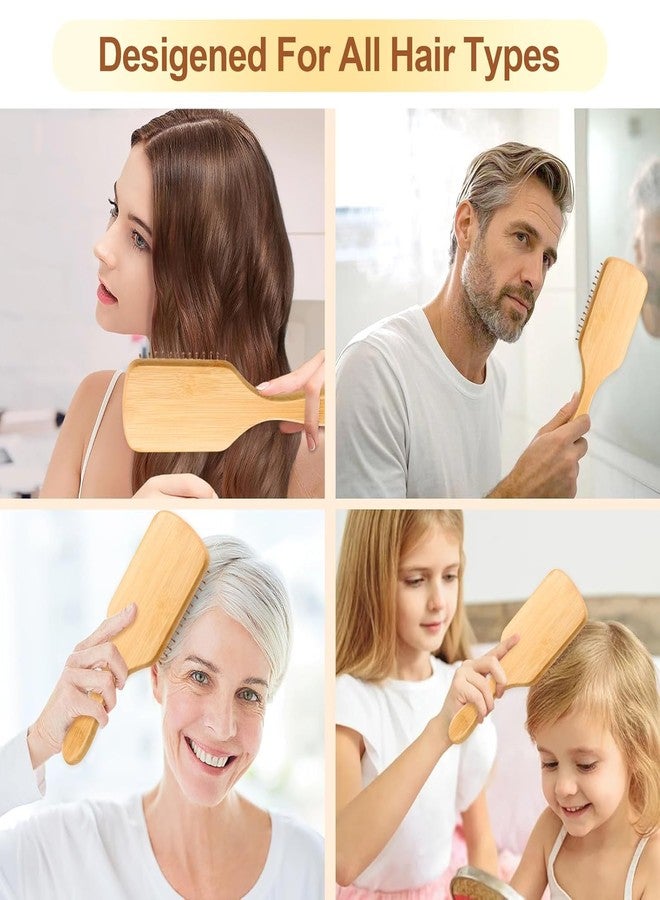 Meriox Bamboo Hair Brush Comb for Hair Growth,Bamboo Bristles Detangling Wooden Paddle Hairbrush Comb for Massaging Scalp (Paddle) - Image 3