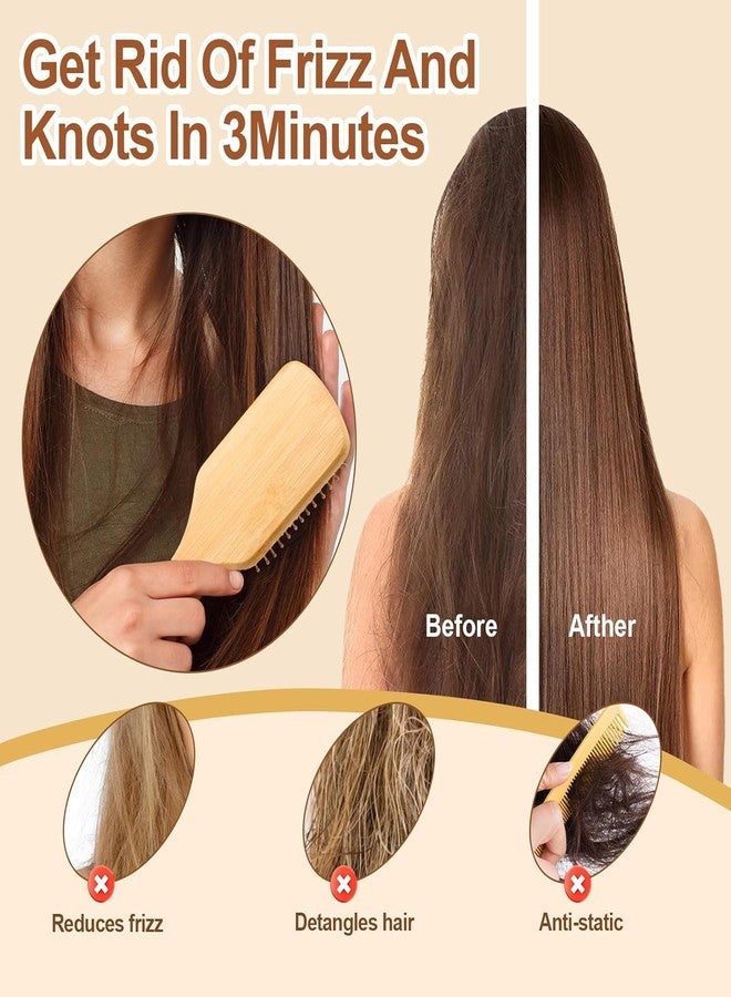 Meriox Bamboo Hair Brush Comb for Hair Growth,Bamboo Bristles Detangling Wooden Paddle Hairbrush Comb for Massaging Scalp (Paddle) - Image 5