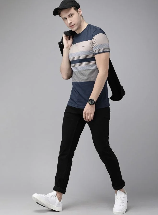 THE BEAR HOUSE Men's Comfort Yarndyed Stripe Tshirt Perfect For Casual Wear, Gym, Travel, Or Layering Stylish And Versatile Essential For Every Wardrobe