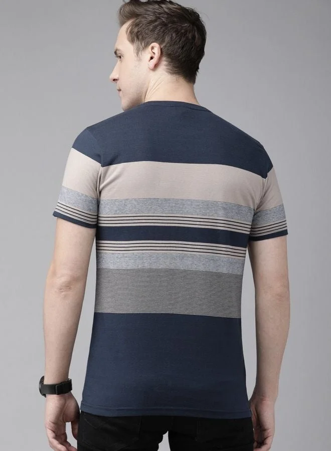 THE BEAR HOUSE  Men's Comfort Yarndyed Stripe Tshirt Perfect For Casual Wear, Gym, Travel, Or Layering Stylish And Versatile Essential For Every Wardrobe for Men | Best Price UAE
