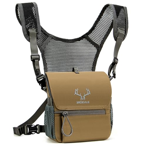 MOXULE Binocular Harness Chest Pack: Bino Case with Magnetic Lid and Rain Cover for Hunting Wolf Brown - BINO Lite - Image 1