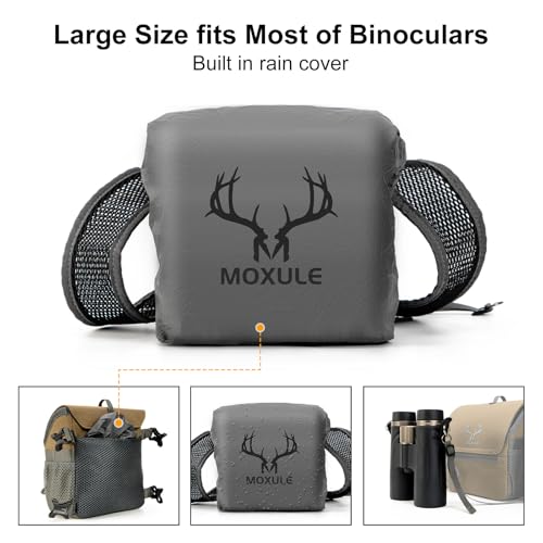 MOXULE Binocular Harness Chest Pack: Bino Case with Magnetic Lid and Rain Cover for Hunting Wolf Brown - BINO Lite - Image 2