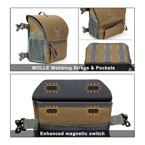 MOXULE Binocular Harness Chest Pack: Bino Case with Magnetic Lid and Rain Cover for Hunting Wolf Brown - BINO Lite - Image 4