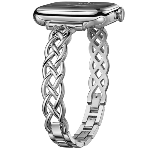 Tlselt Silm Bracelet Compatible with Apple Watch Bands 38/40/41/42/44/45/46/49mm for Women, Celtic Thin Dressy Stainless Steel Metal Designer Fancy Strap for iWatch Series 11 10 9 8 7 6 5 4 3 SE Ultra - Image 1