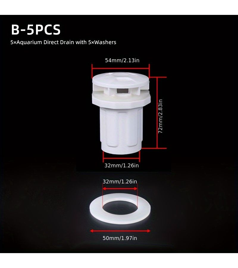 5 Pcs PVC Fish Tank Direct Discharge Joints Plastic Aquarium Fittings Water Tanks And Seafood Pools With Multiple Pipe Diameters For Water And Sewage Drainage - Image 3