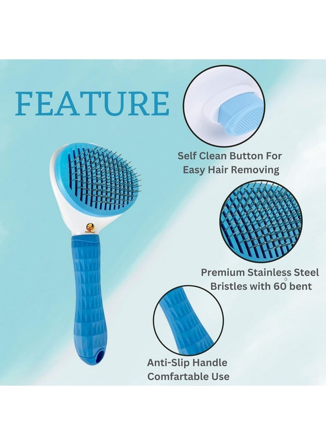 مجموعة تنظيف/تزيين 4 في 1 للحيوانات الأليفة تتكون من مشط بيضاوي ومشط ثنائي الجانب وقفاز مهدئ وفرشاة أسنان سيليكون للأصابع | مناسبة للكلاب والجراء والقطط - Image 4