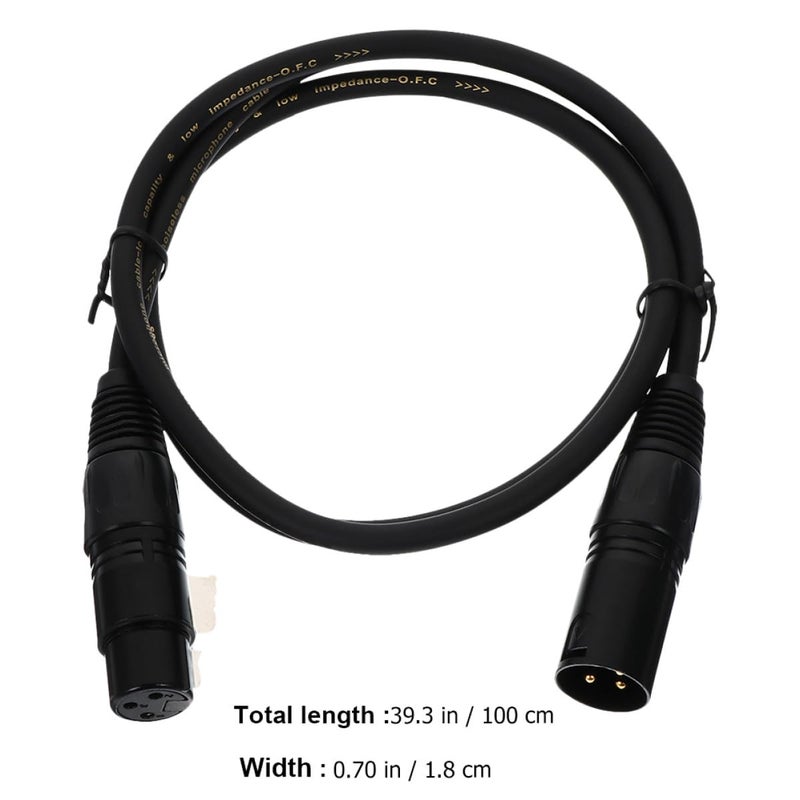 Balanced XLR Microphone Cable 1 Meter Black Copper Conductor for Amplifier Speaker Mixer - Image 3