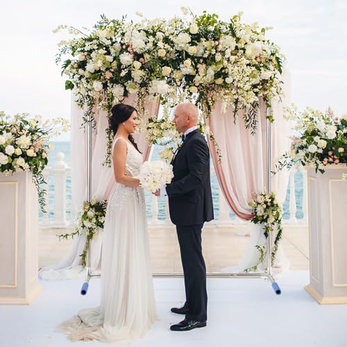 HomeRight Wedding Arch Backdrop Stand,7x6 FT Metal Arch Backdrop Stand for Ceremony, Stainless Steel Square Backdrop Stand for Parties,Wedding,Birthday,Anniversary,Baby Shower,Garden Decorations - Image 3